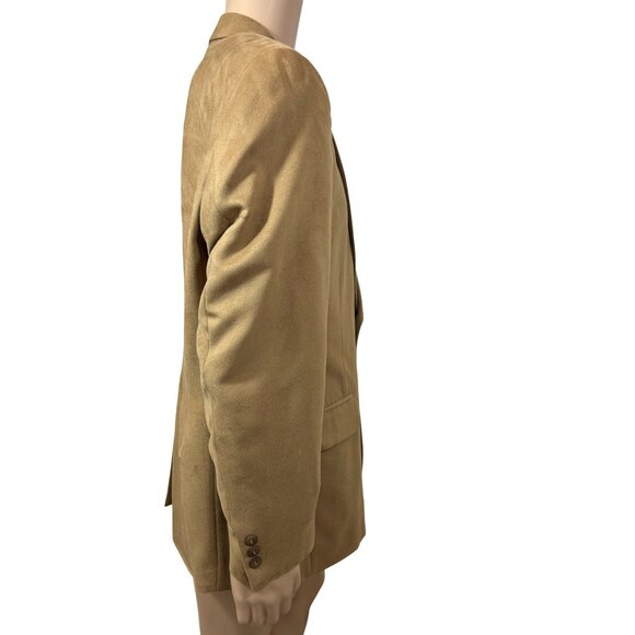 Jeffrey Banks Men’s Blazer Brown 42 R Vintage Polyester Suede Feel Sport Jacket - Picture 2 of 15